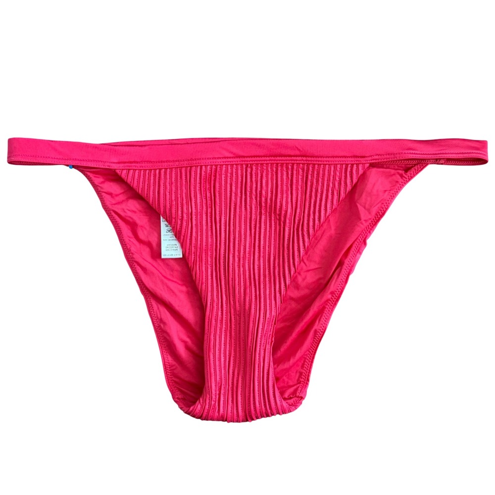 La Perla Red Pleated Bikini Bottom Slip Donna Mare US 10 NEW Bach Luxury Resort